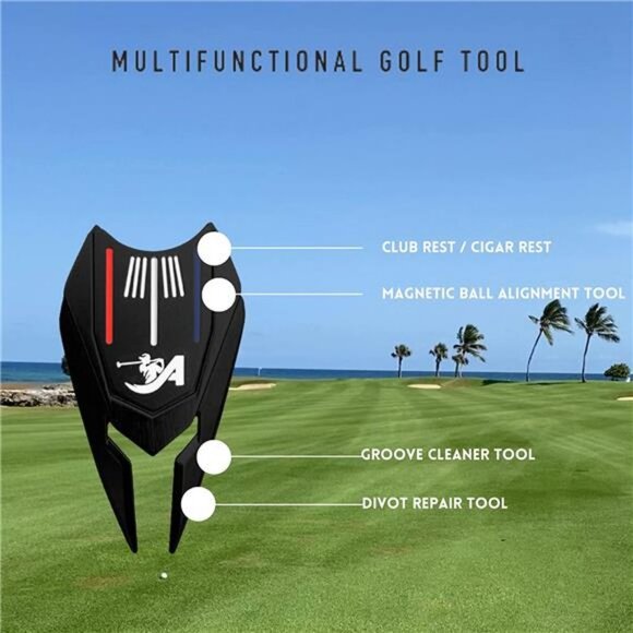 Repair Tool with Golf Ball Marker, Essential Golf Gadgets, Divot Tool - Picture 2 of 7